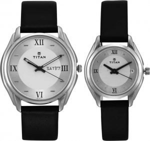 Analog Watch - For Couple Black Cilver