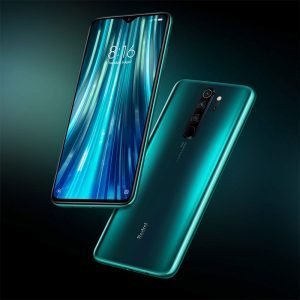 High-quality image of a modern green Redmi smartphone featuring a sleek design, multiple camera lenses, and a vibrant display, showcased for sale during Sale is Live event.