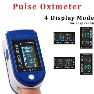 Pulse oximeter for accurate blood oxygen level and pulse rate readings with 4 easy-to-read display modes, ideal for health monitoring.