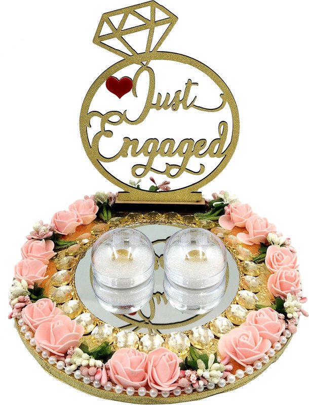Elif Kraft Engagement Ring Platter Stoneware, Plastic, Glass Decorative Platter(Pink)