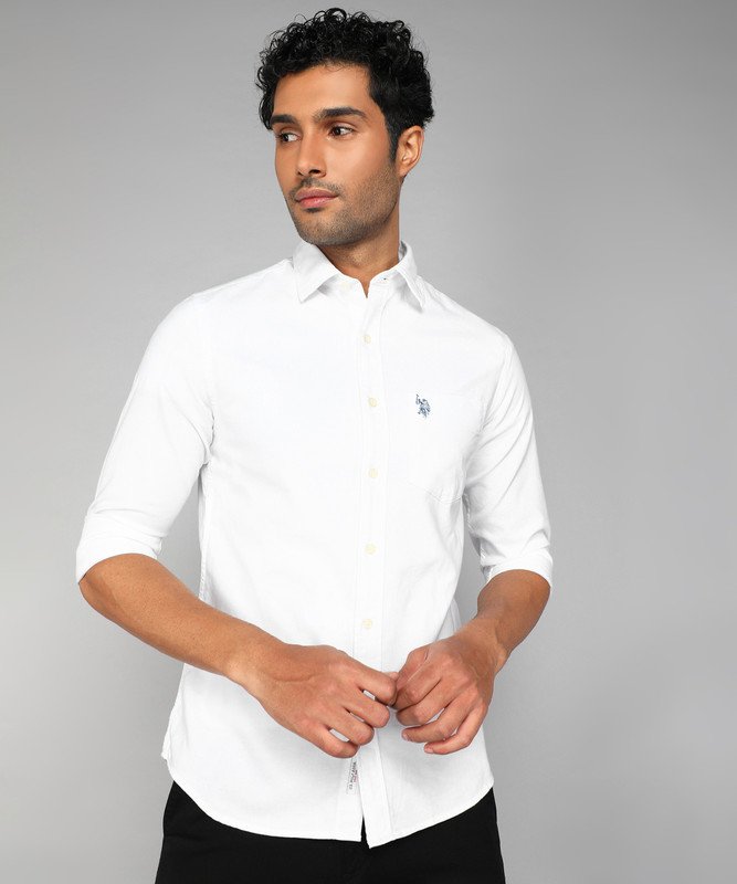 U.S. POLO ASSN. Men Solid Casual White Shirt