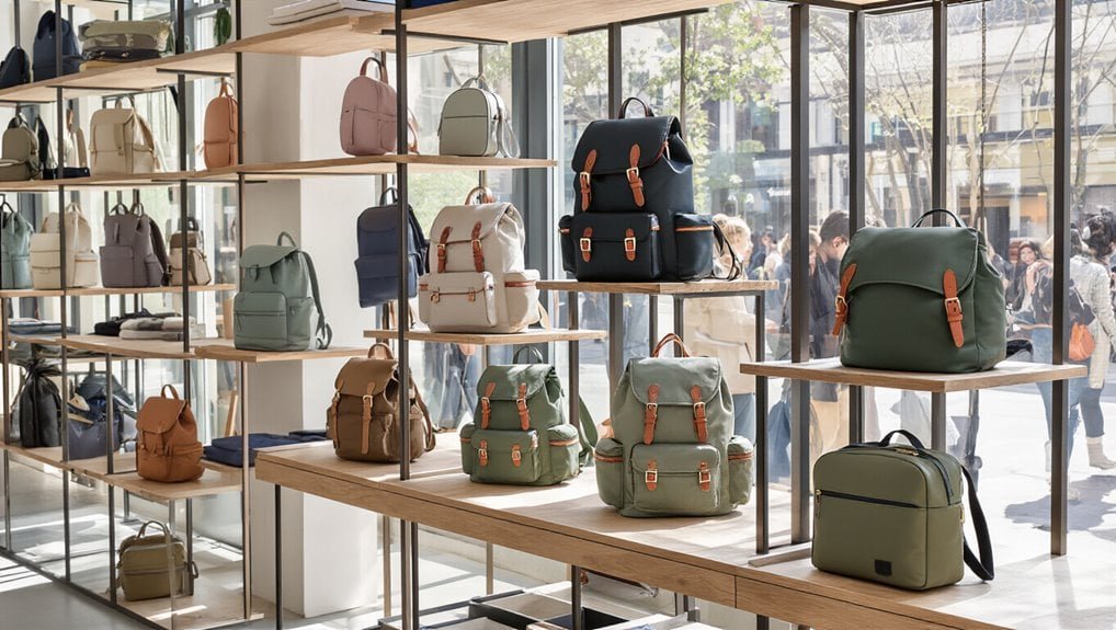Stylish backpacks and travel bags display at Sale is Live, perfect for travel, business, or casual use, featuring a variety of colors and designs for every need and style.