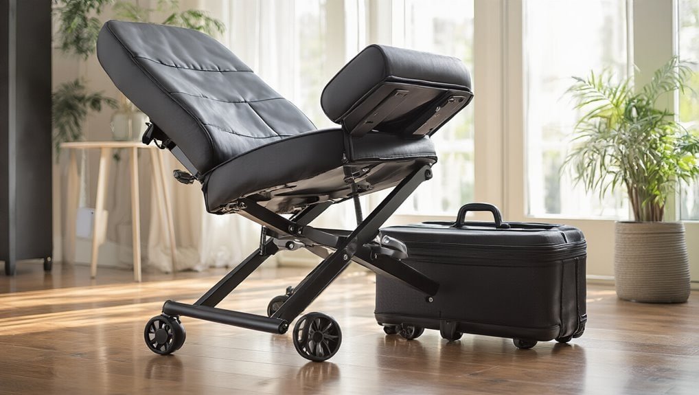 Comfortable black massage chair with adjustable recline and removable headrest, ideal for relaxation and health benefits, shown in modern home setting with natural light.