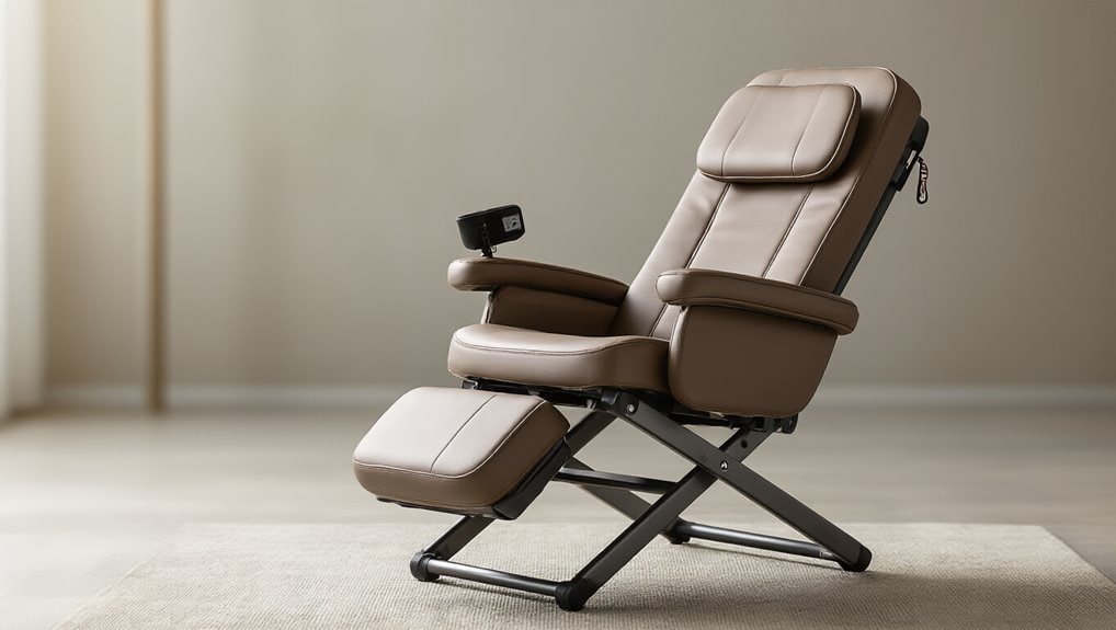 Comfortable brown massage chair with adjustable features for relaxation and health benefits, ideal for home or office use. Perfect for stress relief and improved circulation during sale events.