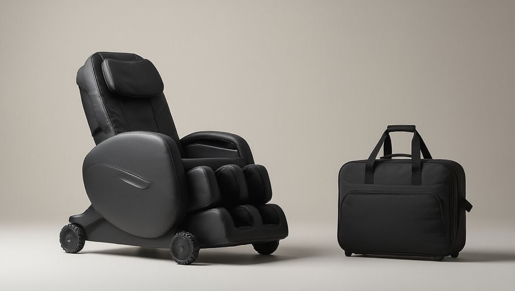 Massage chair with leg and foot massagers, black leather, modern design, ideal for relaxation and comfort at home or office. Perfect for stress relief and improved circulation.