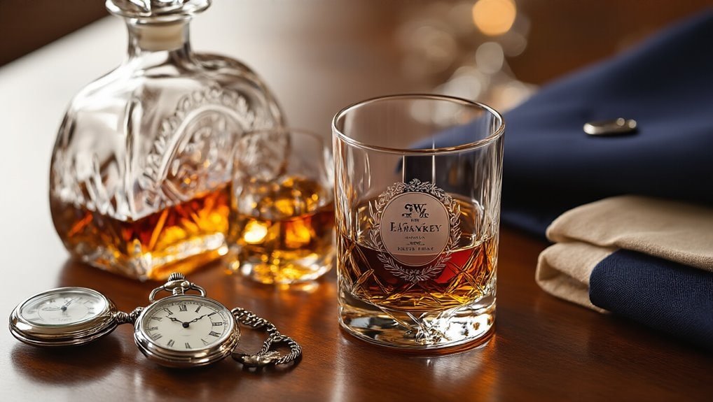 A glass of whiskey with a crystal decanter and pocket watch on a wooden surface, perfect for luxury drinking and celebrations during Sale is Live.