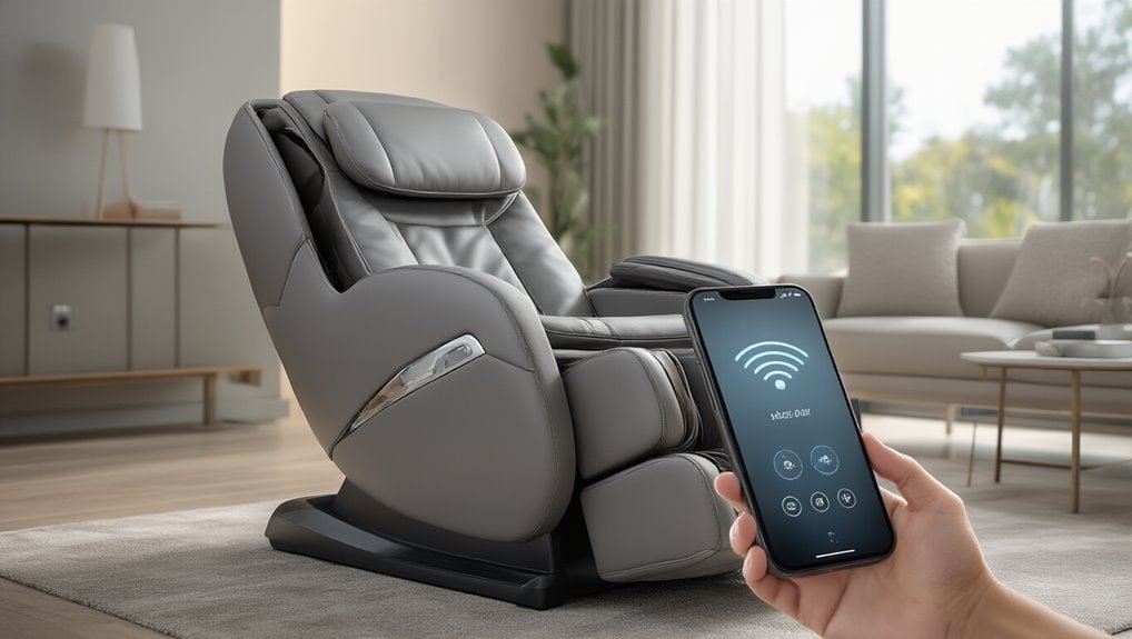 Wireless massage chair with smartphone control for relaxation, comfort, and stress relief. Perfect for home, office, or wellness centers, offering customizable massage settings.