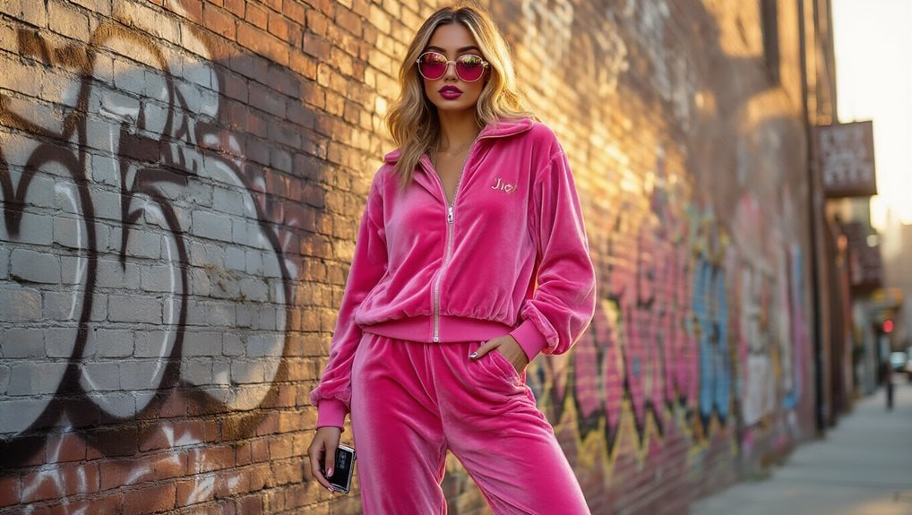 Comfy pink velvet tracksuit with zip-up hoodie and matching joggers, stylish and perfect for casual streetwear, trendy apparel for women, ideal for fall or winter fashion, Sale is Live promotional image.