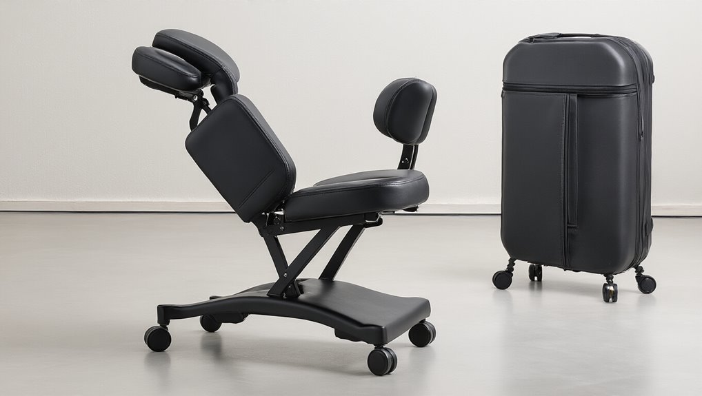 Comfortable black massage chair with a sleek design and adjustable backrest, ideal for relaxation and therapy at Sale is Live.