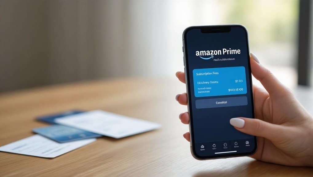 Amazon Prime subscription screen on smartphone with sale notifications, ideal for promoting online shopping deals and discounts.