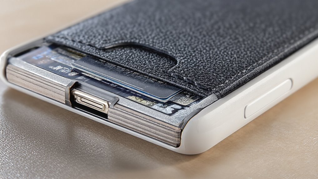 Secure wallet phone case with card holder for iPhone, stylish and functional, perfect for quick access to cards and cash during sales events.