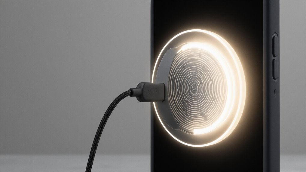 Fast wireless charging pad with glowing LED indicator, compatible with various smartphones and devices, ideal for home or office use.