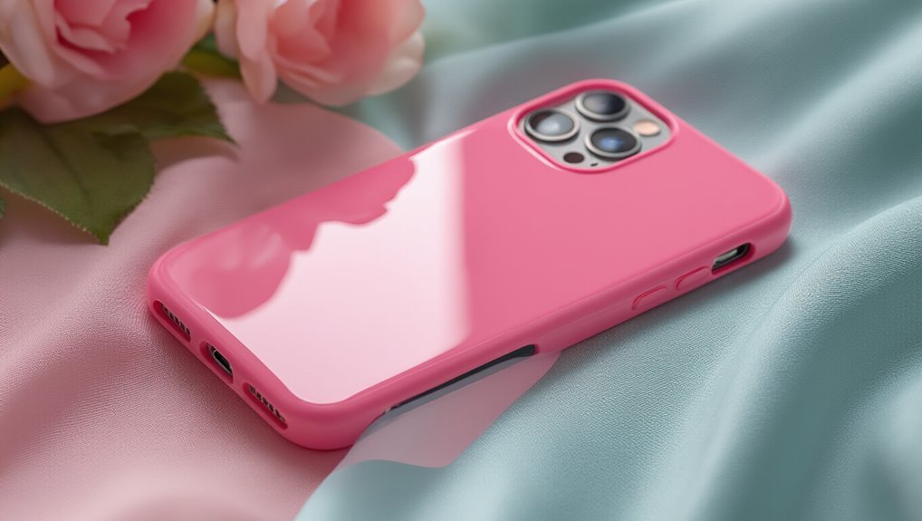 Pink iPhone with camera lenses on soft pastel-colored fabric, promotional for sale offers, focusing on discounted smartphones and accessories, emphasizing affordability and latest technology.