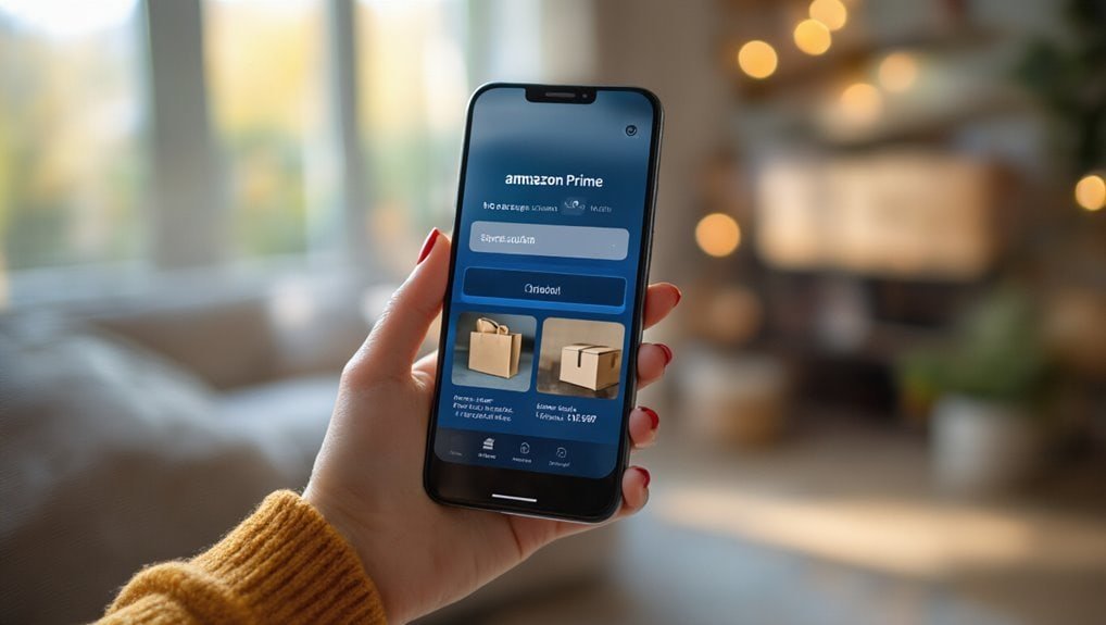 Fast Amazon Prime shopping app on smartphone with delivery options for quick online shopping deals.