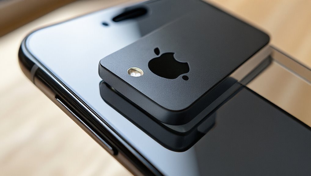 Apple iPhone with back camera lens and Apple logo, high-quality smartphone device, sleek black finish, innovative technology, perfect for mobile communication and photography.