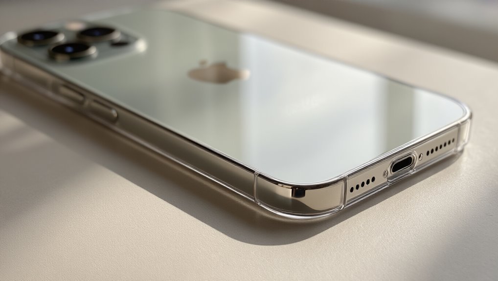 High-quality image of a sleek, modern iPhone with a reflective surface, showcasing premium design and features, perfect for promoting tech deals and sales during Sale is Live event.