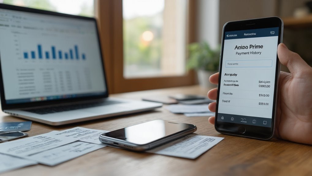 Flexible online sale interface displayed on smartphone with payment history, laptop showing sales data, emphasizing real-time shopping deals and savings.