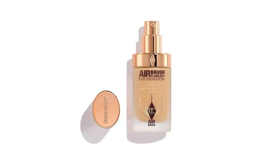 Lightweight airbrush foundation spray for flawless, glowing skin with a natural finish, perfect for enhancing beauty and creating a smooth, even complexion.