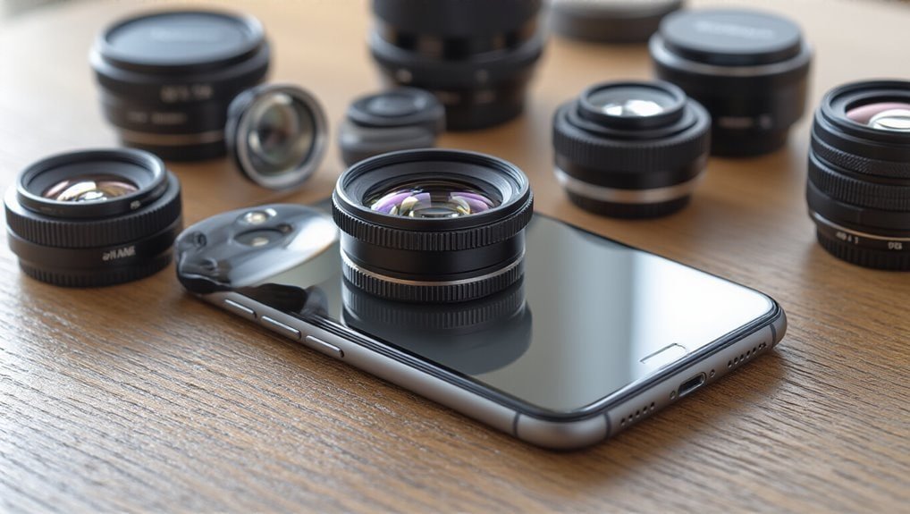 High-quality camera lenses arranged on a smartphone, emphasizing camera gear deals during Sale is Live event. Perfect for photography enthusiasts looking for discounts on lens accessories.
