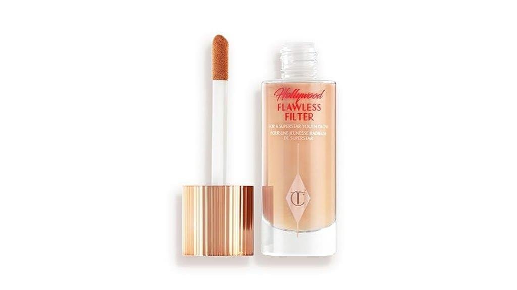 Vegan liquid foundation with a doe-foot applicator in a sleek, transparent bottle, perfect for achieving a flawless complexion, featured on Sale is Live.