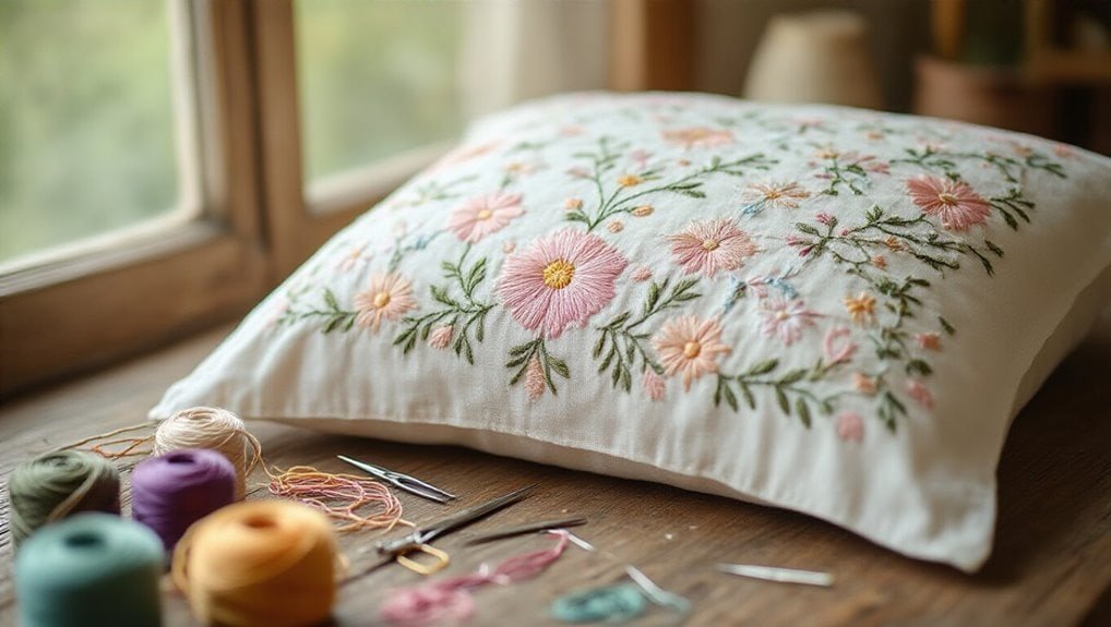 personalized embroidered floral pillowcases