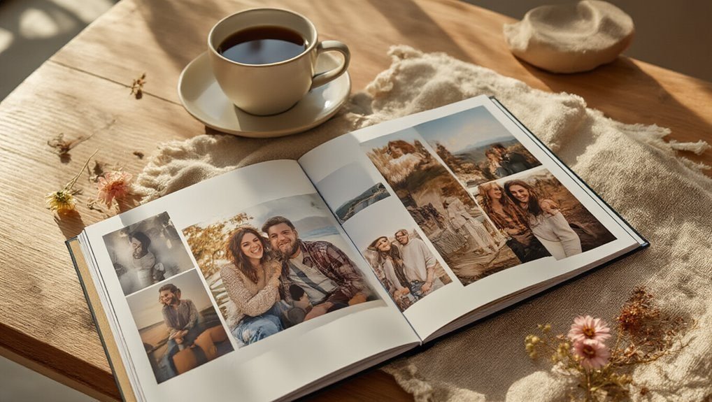 Beautiful photo album showcasing memories with friends and family, perfect for displaying travel and special occasion photos. Ideal for capturing life's moments.