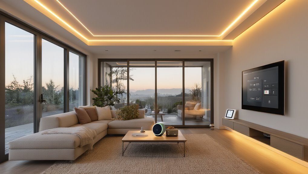 Best Gift Ideas for Tech Enthusiasts Under $100 - affordable smart home essentials 7vsmm - Sale is Live - 2026 Modern living room with large windows, cozy sectional sofa, smart home technology, and ambient lighting, perfect for relaxing and entertaining. Ideal for sleek, contemporary home designs.