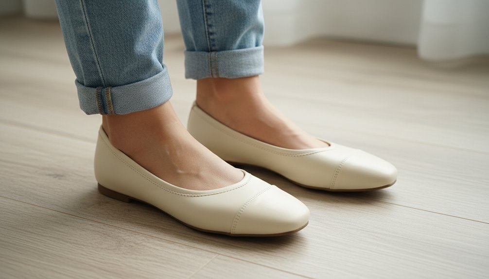 Elegant white ballet flats for women, perfect for casual and office wear, comfortable, stylish, and lightweight. Ideal for daily use and versatile outfit pairing.