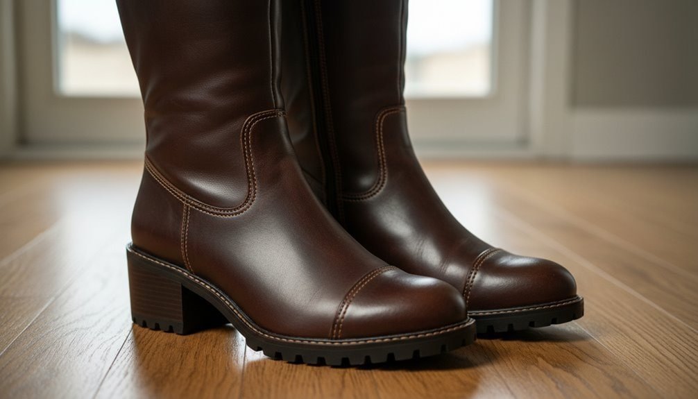 Stylish brown leather boots showcasing durability and comfort, perfect for fall and winter wear, available now in the SaleIsLive online store.