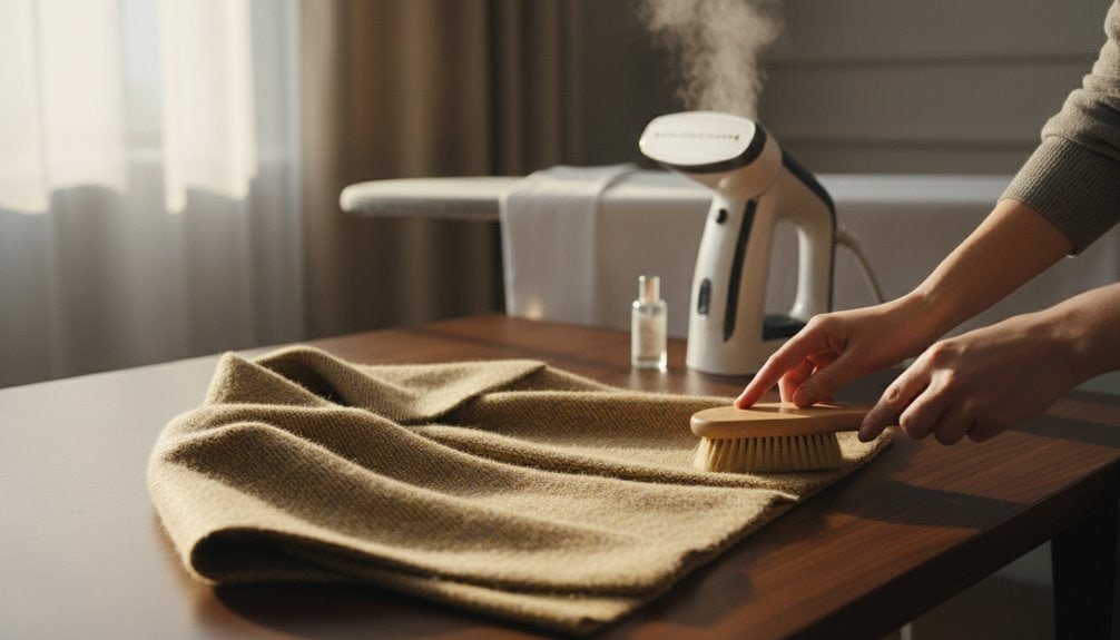 Effective cleaning with steam iron, brush, and fabric spray for garment care at home. Enhance fabric freshness and longevity with optimal tools from Sale is Live.