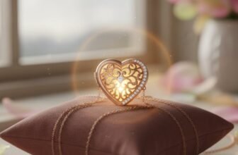 Luxurious heart-shaped jewelry piece with intricate filigree design and sparkling accents, displayed on a soft cushion. Ideal for gifting on anniversaries, Valentine's Day, or any special celebration.