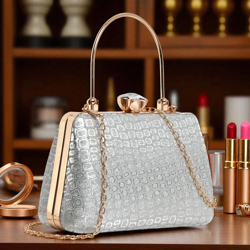 apery Party Silver Clutch