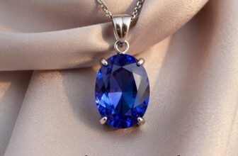 Beautiful blue sapphire gemstone pendant necklace, perfect for Mother's Day or special occasions, symbolizing love and personal meaning.