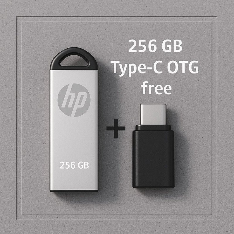 HP V220 WITH C OTG 256 GB Pen Drive Compatible with Audio Player, Desktop Computer, Laptop, Television, Mobile, Netbook USB 2.0, USB 3.0 Metal Case(Multicolor)