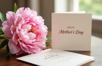 Elegant Mother’s Day gift card with a pink peony flower, perfect for personalized presents that show appreciation and love. Ideal for celebrating moms with thoughtful, heartfelt gifts.