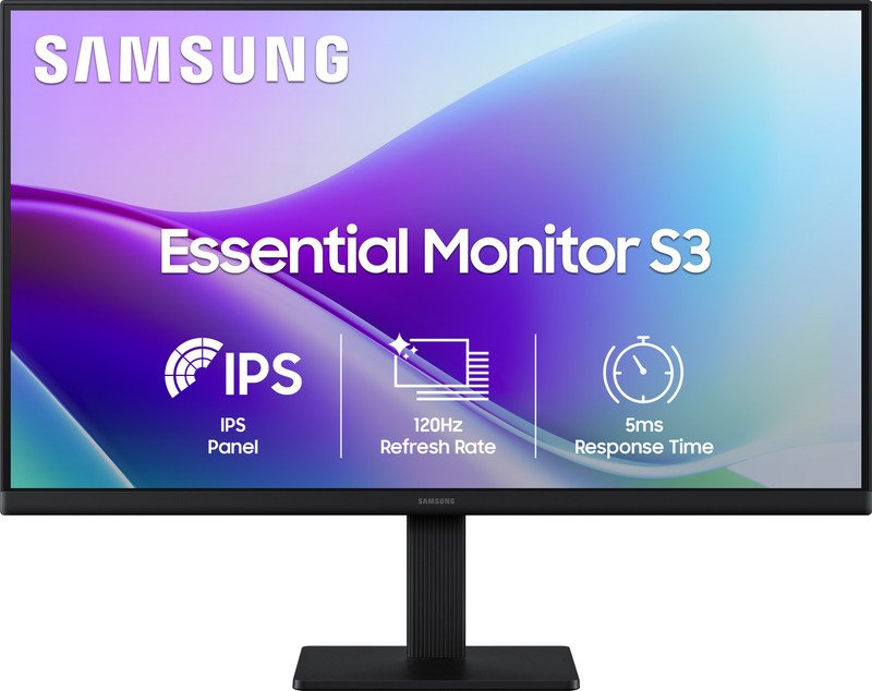 Samsung Essential S3 Series 60.96 cm (24 inch) Full HD LED Backlit IPS Panel with Dual HDMI Ports (2EA), Super Slim Borderless Design, Eye Saver Mode, Wall Mountable, Flat Monitor, Game Mode Monitor (LS24F320GAWXXL)(Response Time: 5 ms, 120 Hz Refresh Rate)