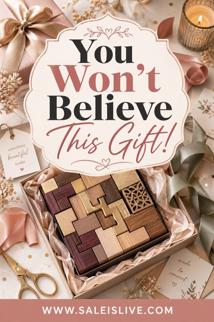 Intricate wooden puzzle gift presentation