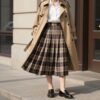 plaid midi skirt styling