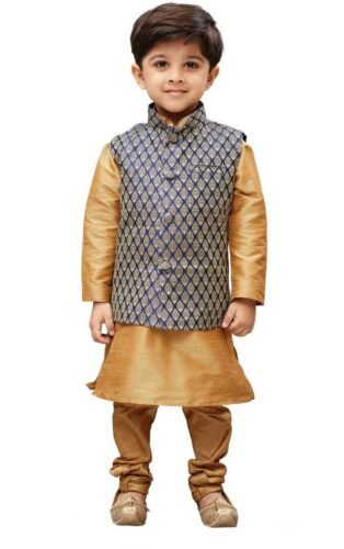 Boys Festive & Party, Wedding Kurta, Waistcoat and Pyjama Set