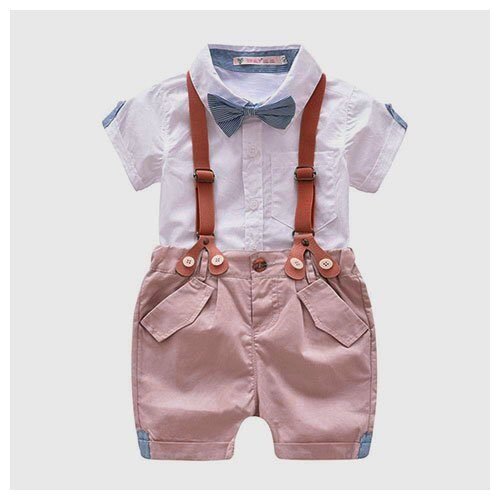 Hopscotch Boys Cotton Shirt and Suspender Style Shorts