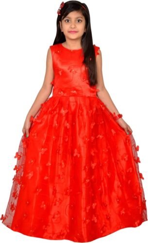 Girls Net Embroidered Gown Dress-Titli Gown