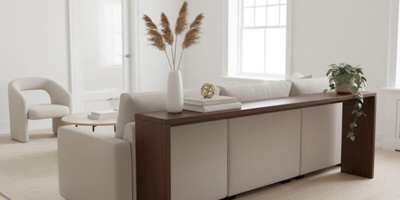 7 Genius Extra Long Sofa Console Tables That Solve Small-Space Chaos